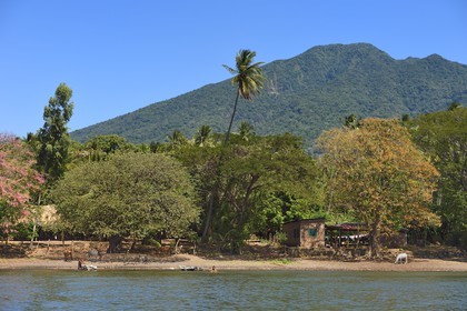 Nicaragua, Ile d'Ometepe sur le lac Nicaragua, village de Merida et le volcan Maderas en arrière plan