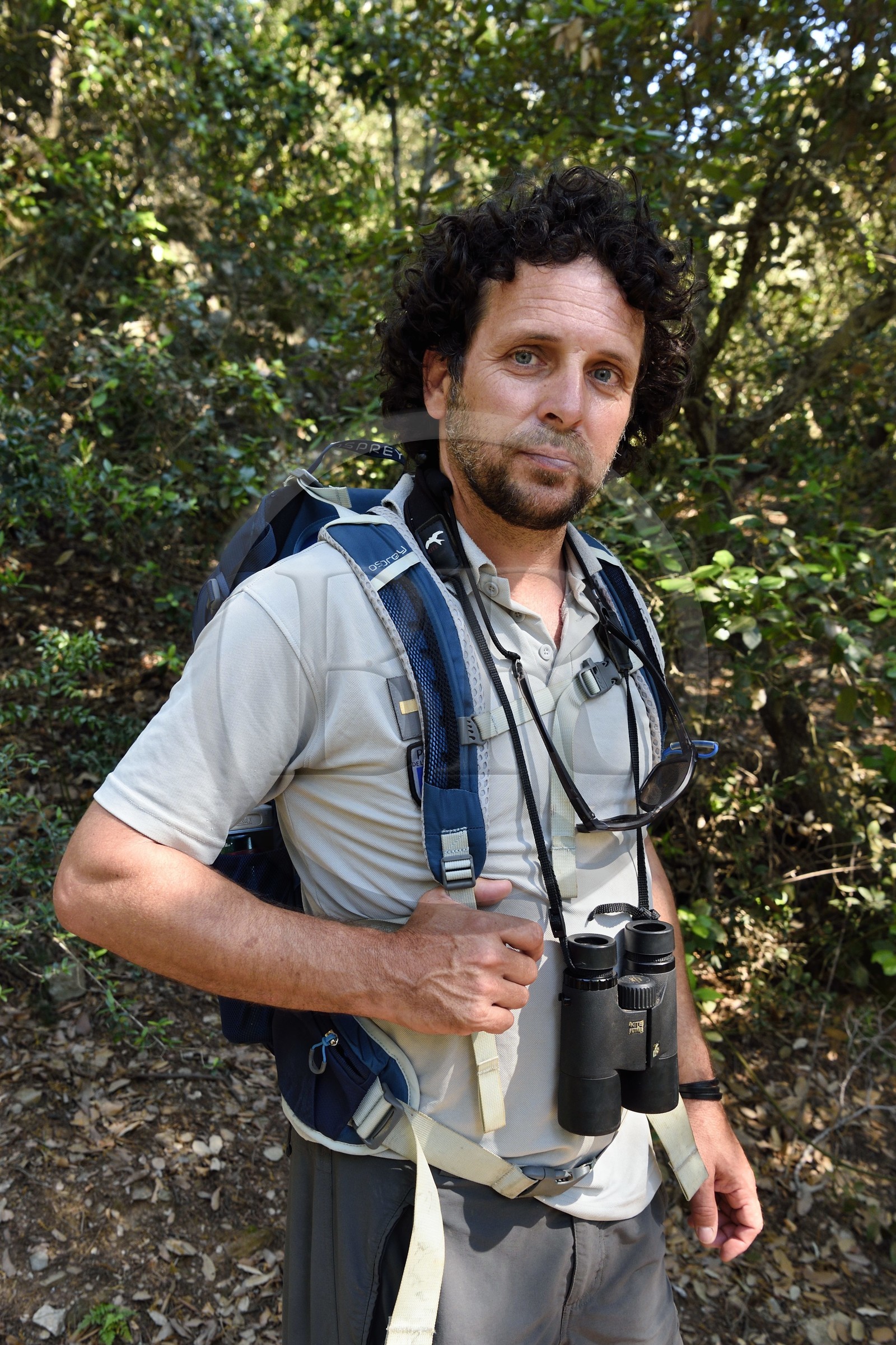 France, Var, Iles d'Hyeres, Parc national de Port Cros (National park of Port Cros), Port-Cros island, Johann Cerisier, supervisor of the Port-Cros National Park on a surveillance tour