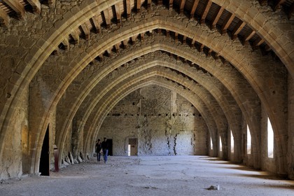 France, Aude (11), village de Lagrasse, labellisé Les Plus Beaux Villages de France, abbaye Sainte-Marie de Lagrasse, le dortoir des moines