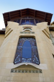 France, Meurthe-et-Moselle (54), Nancy, la Villa Majorelle de style Art Nouveau par l'architecte Henri Sauvage, vitrail de l'escalier principal par Jacques Gruber
