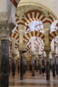 Spain, Andalusia, Cordoba, historical center listed as World Heritage by UNESCO, Mezquita, the Mosque cathedral, the forest of arches and colonnades illustrates the monumentality of the Umayyad Art of Cordoba