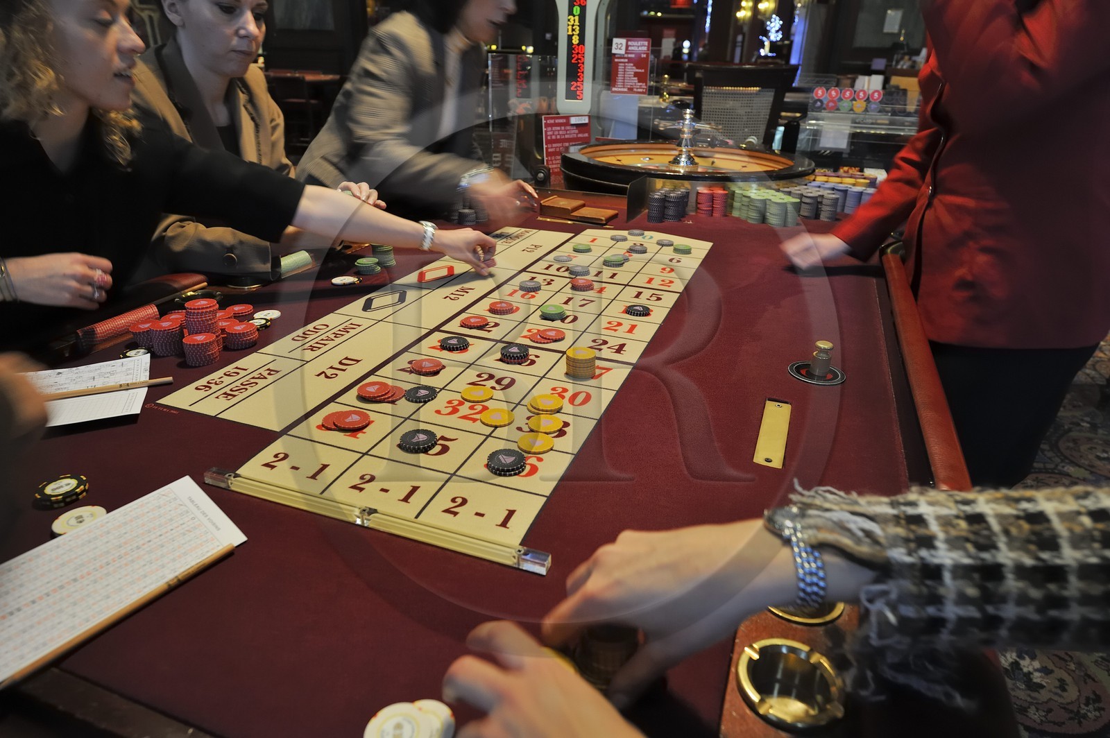France, Calvados (14), Pays d'Auge, Deauville, le Casino, table de Roulette anglaise