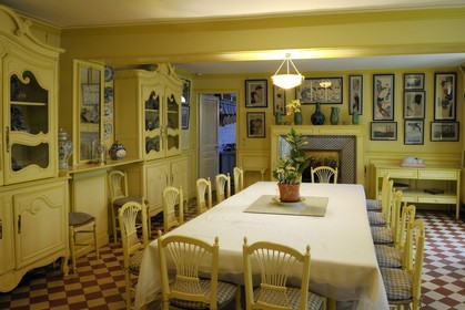 France, Eure (27), Giverny, la maison de Claude Monet, la salle à manger et sa collection d'estampes japonaises