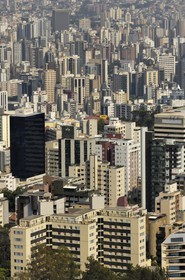 Brazil, Minas Gerais state, Belo Horizonte, skycrapers seen from the Mangabeiras