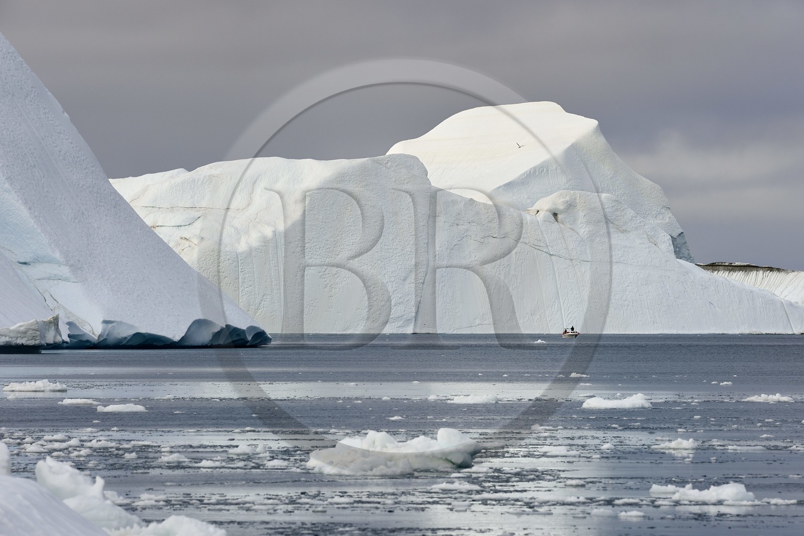 Groenland, cote ouest, baie de Disko, Ilulissat, fjord glacé classé Patrimoine Mondial de l'UNESCO qui est l’embouchure maritime du glacier Sermeq Kujalleq