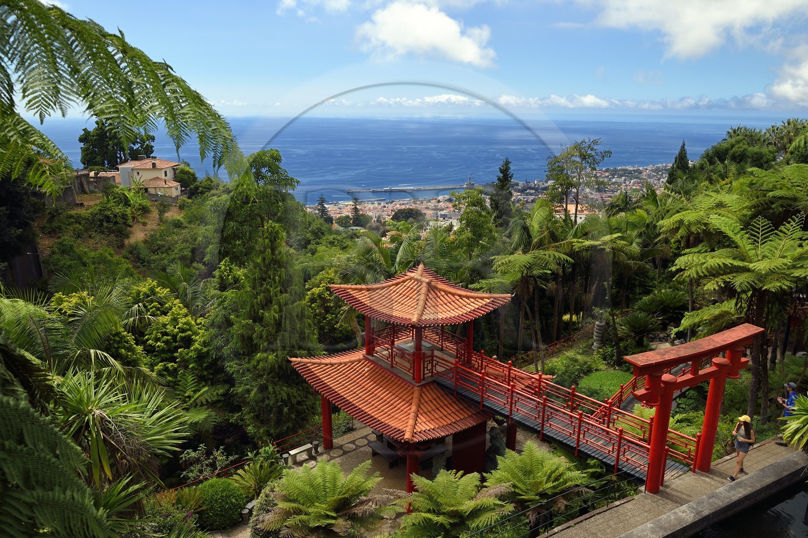 Portugal, Ile de Madère, Funchal, le jardin tropical Monte Palace domine Funchal, le pavillon japonais