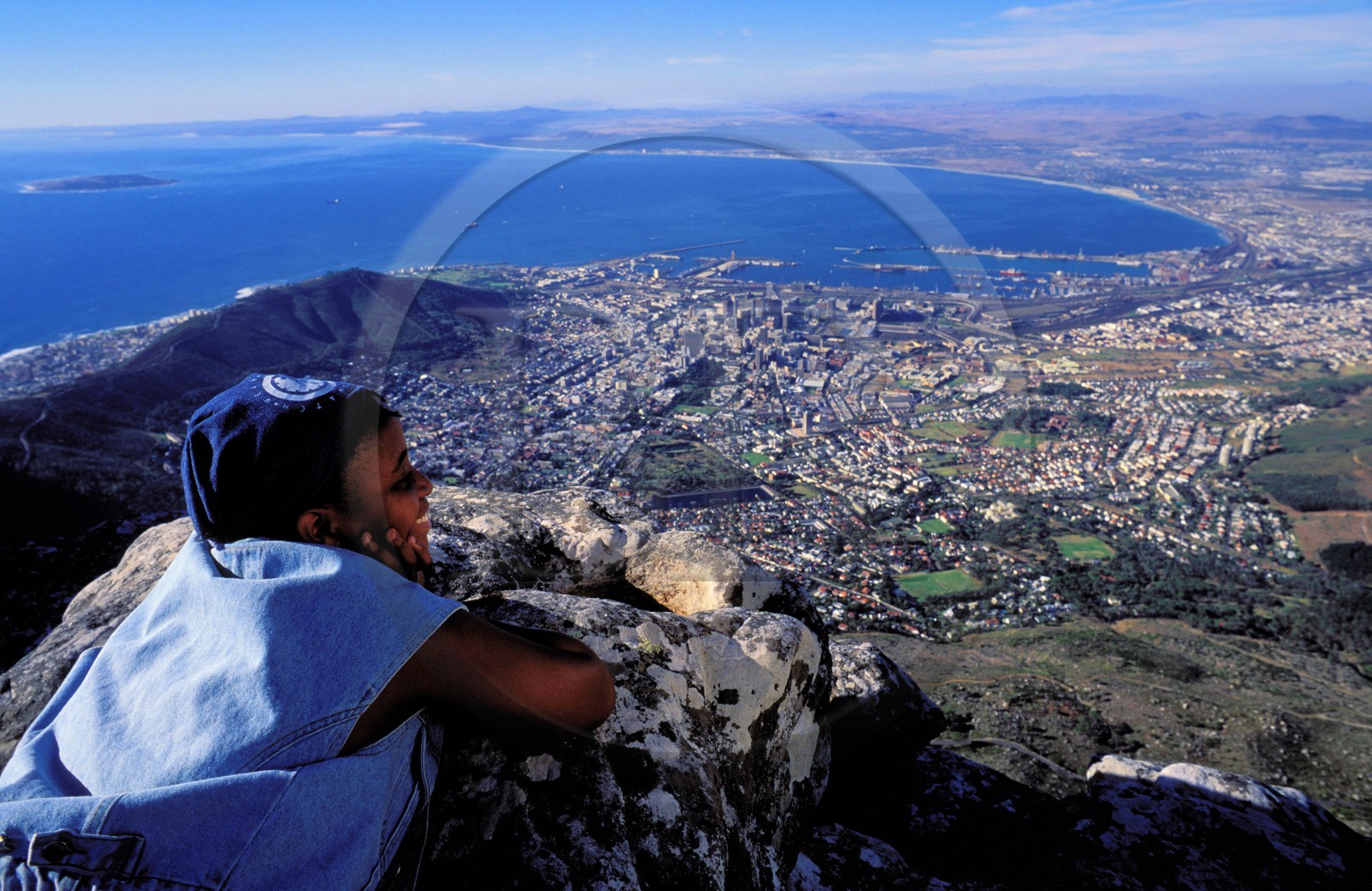 Afrique du Sud, péninsule du Cap, vue de de la ville du Cap depuis la Montagne de la Table