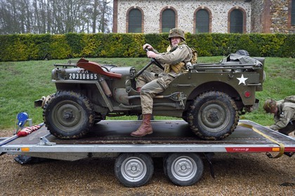 France, Eure, Sainte Colombe prés Vernon, Allied Reconstitution Group (US World War 2 and french Maquis historical reconstruction Association), reenactor Michel Menager in uniform of the 101st US Airborne Division