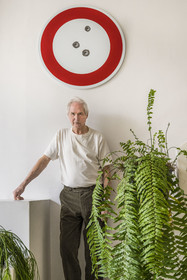 France, Paris, visual artist Jean-Pierre Raynaud in his studio apartment