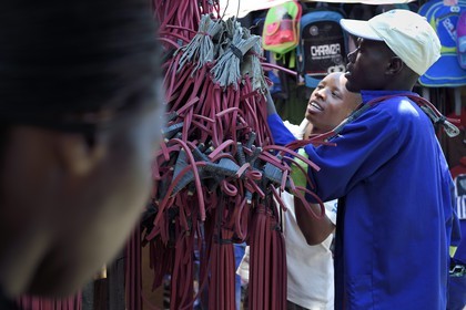Zimbabwe, Harare, Mbare market, sales of slingshot