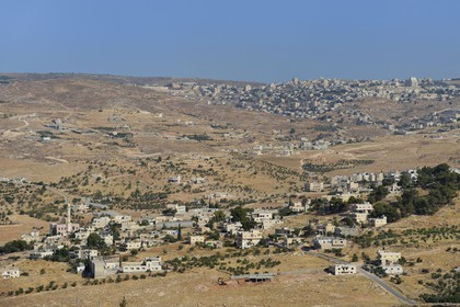Israel, West Bank, Bethlehem region, llat Ali village at the foot of Herodium and Bethlehem in the background