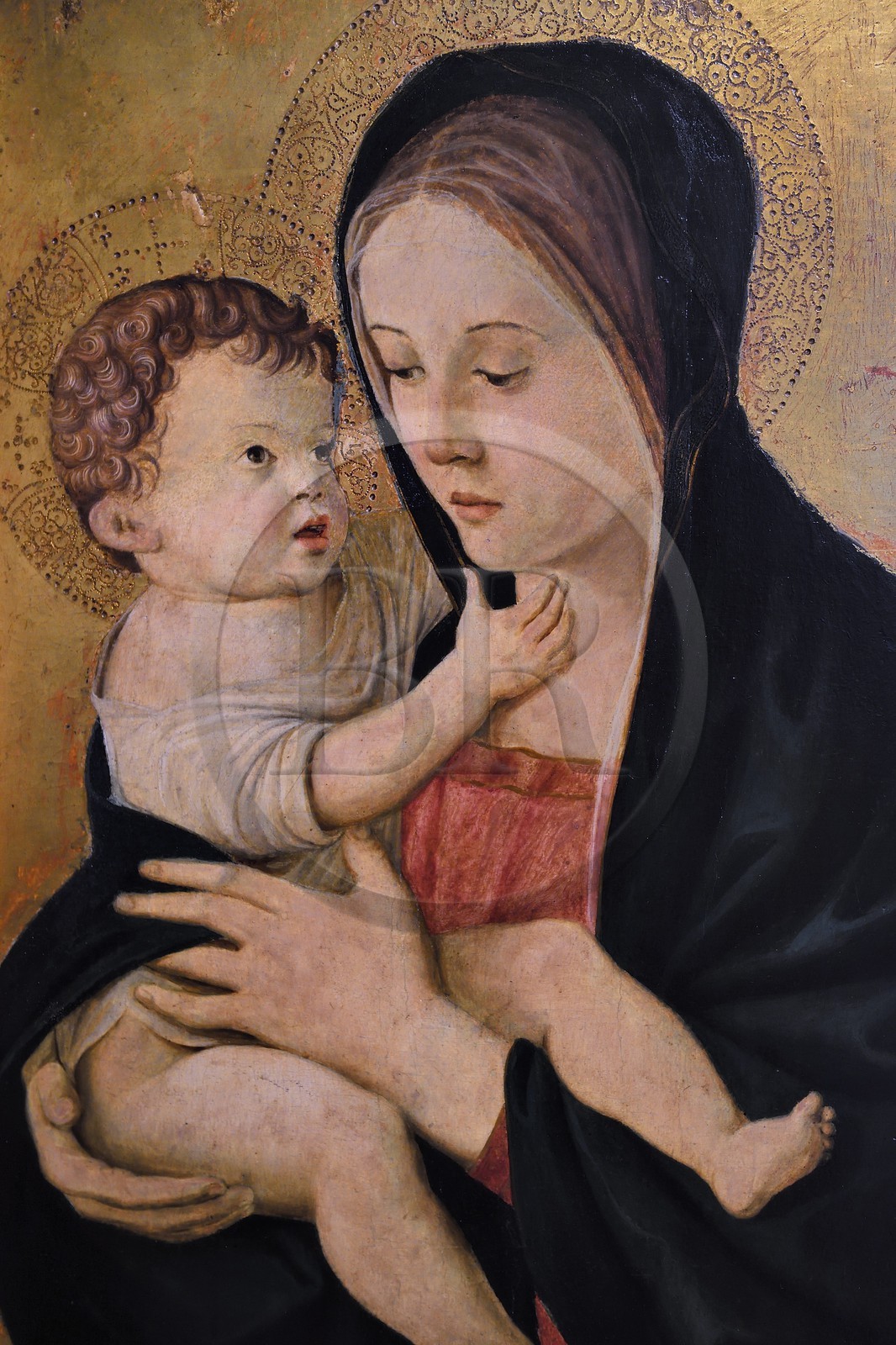 France, Corse-du-Sud (2A), Ajaccio, musée Fesch (musée des beaux-arts), détail de la Vierge à l'Enfant (XVème siècle) du peintre Giovanni Bellini