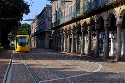 France, Haut Rhin, Mulhouse, tramway on avenue du Marechal Foch
