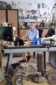 France, Bas Rhin, Strasbourg, old town listed as World Heritage by UNESCO, workshops of the Oeuvre Notre-Dame Foundation, Frédéric Degenève head of the design office