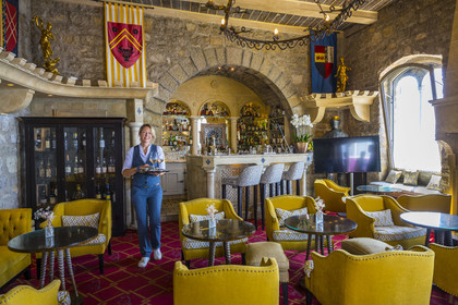 France, Alpes-Maritimes, the hilltop village of Eze, hotel and restaurant of the Chateau de la Chèvre d'or