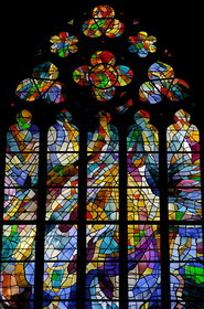 Germany, Bremen, modern stained glass of the church Our Lady ( Liebfrauenkirche)