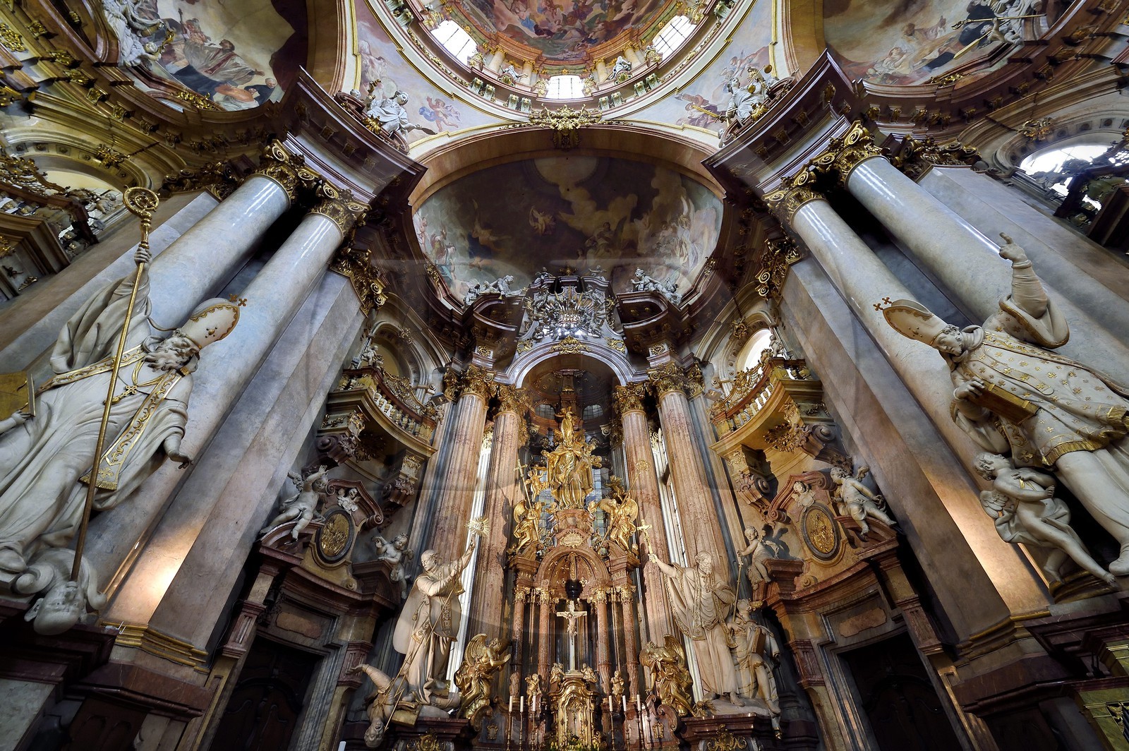 Czech Republic, Prague, historical center listed as World Heritage by UNESCO, Mala Strana district, the baroque church of Saint Nicolas (Sv Mikulase)