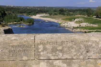 France, Gard, Pont du Gard listed as World Heritage by UNESCO, Roman aqueduct over Gardon River