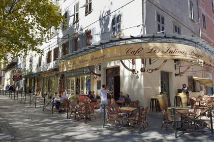 France, Haute Corse, Bastia, cafe on the Marketplace