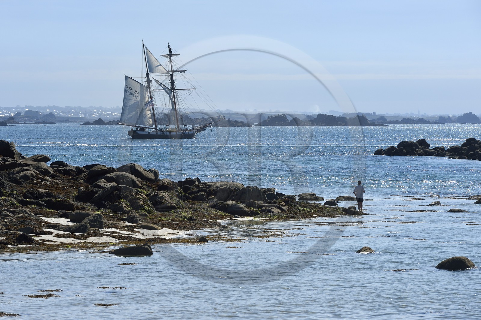 France, Finistère (29), Ile-de-Batz, l'aviso-goélette La Recouvrance