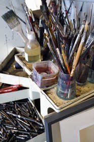 France, Ivry sur Seine, the artist Ernest Pignon-Ernest in his studio