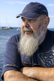 France, Finistère, Iroise Sea, Molene Island, Guy Rocher, president of the SNSM station of Molene on the fishing port