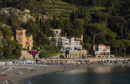 Italy, Liguria, village of Levanto north of the Cinque Terre, the beach