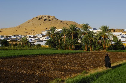 Egypt, Upper Egypt, Nubia, Nile Valley, Aswan, west bank, nubian village at the edge of the desert