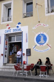 France, Herault, Sete, Quartier Haut (Haut District), Rue Villaret Joyeuse, Cafe Social home of the  Club de la Jeune Lance Setoise