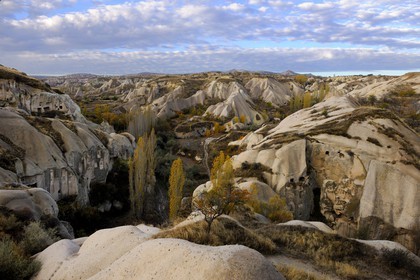Turkey, Central Anatolia, Nevsehir Province, Cappadocia listed as World Heritage by UNESCO, Balkan Valley in Ortahisar (aerial view)