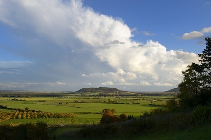 France, Meuse, Lorraine Regional Park, Cotes de Meuse, the plain of Woevre and the Butte Montsec American Monument in the background