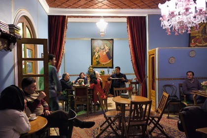 Iran, Isfahan Province, Isfahan, New Julfa Armenian district (Nor Djoura), Firuz Cafe at Julfa square