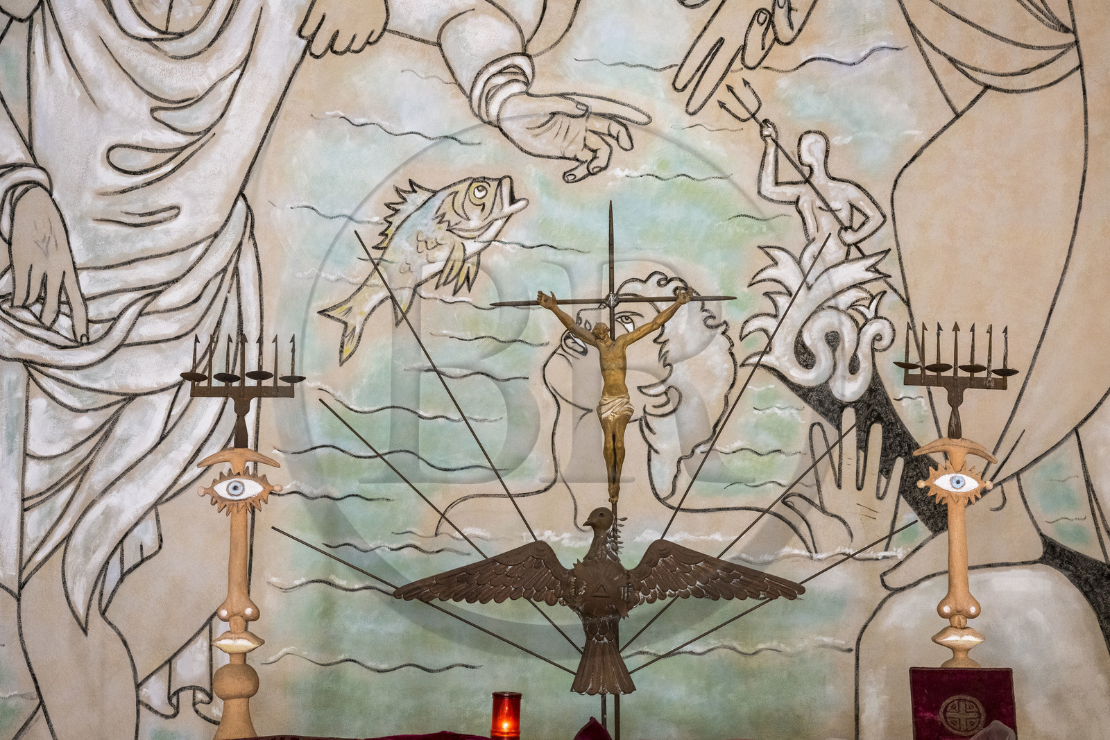 France, Alpes-Maritimes (06), Villefranche-sur-Mer, la chapelle Saint-Pierre propriété de la prud’homie des pêcheurs et décorée par Jean Cocteau