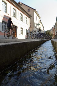 Germany, Baden-Wurttemberg, Freiburg im Breisgau, one of the Bächle which are small open channel lining the sidewalks of the old town