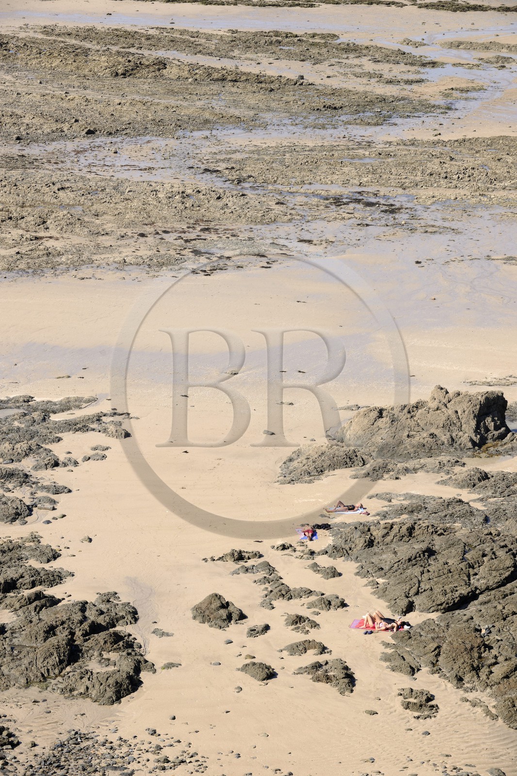 France, Manche (50), Granville, marée basse au pied de la vieille ville