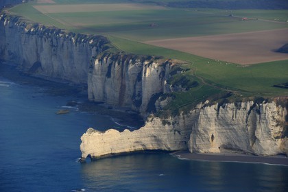 France, Seine Maritime, Etretat, the falaise d'Amont (Amont Cliff) (aerial view)