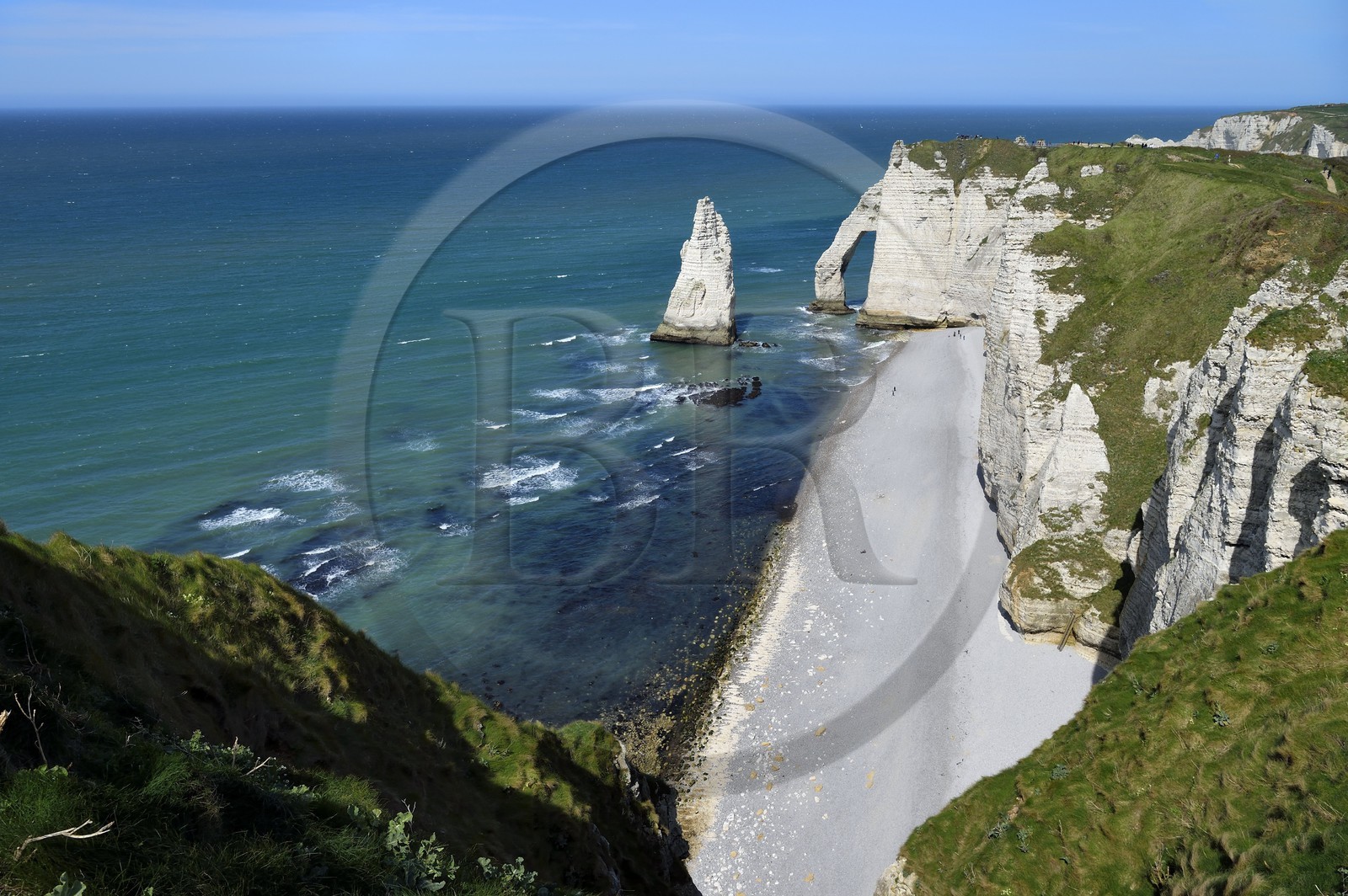 France, Seine-Maritime (76), Pays de Caux, Côte d'Albâtre, Etretat, la falaise d'Aval, l'Arche d'Aval et l'Aiguille