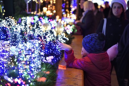 France, Bas Rhin, Strasbourg, old town listed as World Heritage by UNESCO, Christmas market (Christkindelsmarik) on the place Broglie