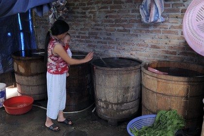 Vietnam, Lao Cai province, Sapa district, Ta Phin, Red Dzao ethnic minority, Dao'Spa traditional herb bath