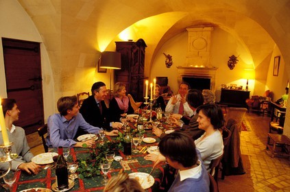 France, Bouches du Rhone, Les Baux de Provence village, labelled Les Plus Beaux Villages de France (The Most Beautiful Villages of France), family Christmas celebrations dinner at the Mas de la Dame house