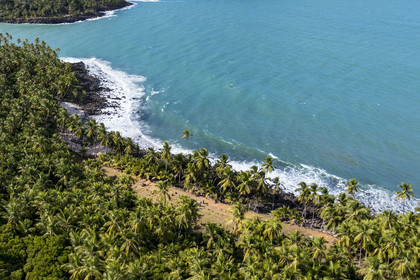 France, French Guiana, Kourou, Salvation Islands (Iles du Salut), Saint Joseph Island, Cemetery of the prison guards and their families (aerial view)