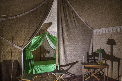 France, Seine-et-Marne, Fontainebleau, castle of Fontainebleau listed as World Heritage by UNESCO, Napoleon I Museum, reconstruction of Napoleon's campaign tent which included a work space and a place for sleeping