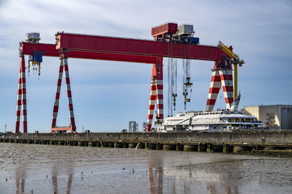 France, Loire-Atlantique, Saint-Nazaire, Méan-Penhoët district, porticos of the Chantiers de l'Atlantique