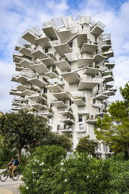 France, Herault, Montpellier, Richter district, the banks of the Lez river, L'Arbre Blanc, building designed by the Japanese architect Sou Foujimoto and the French architects Nicolas Laisne et Manal Rachdi