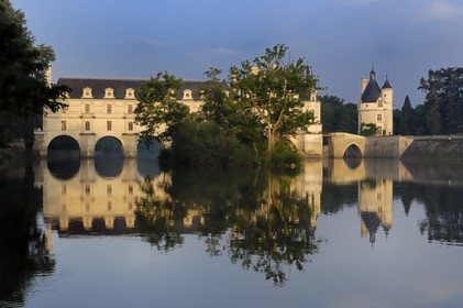 France, Indre et Loire, Chateau de Chenonceau of Renaissance style built between 1513 and 1522 on Cher River banks and the tour des Marques