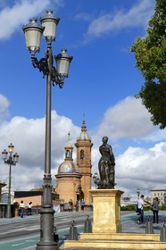 Spain, Andalusia, Seville, Triana district, entry of the Triana covered market on the bridge Isabel II