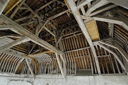 France, Loir et Cher, Loire Valley listed as World Heritage by UNESCO, Chateau de Blois, wood framing a gabled roof attic of Gaston d'Orleans wing