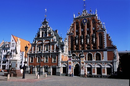 Latvia (Baltic States), Riga, historical centre listed as World Heritage by UNESCO, Brotherhood of the Black Heads building dating of 1344 and rebuilt in 1999