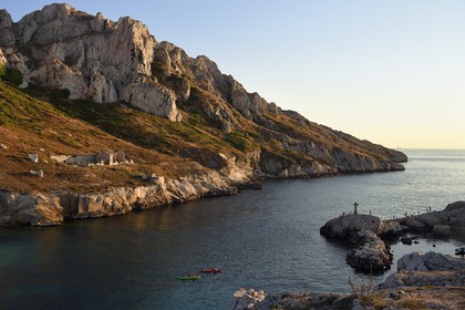 France, Bouches du Rhone, Marseille, National Park of the Calanques, Les Goudes, Passages des Croisettes, the cliffs of the Ile Maire (request for authorization necessary before publication)