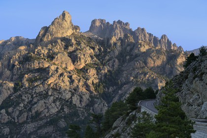 France, Corse du Sud, Alta Rocca, Aiguilles de Bavella (Bavella Needles), road to the Col de Bavella